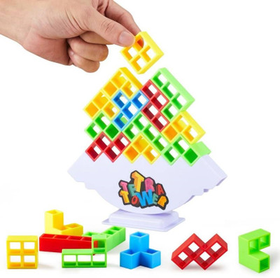 RRCollection Tetra Tower Game | 16 Pcs Stack Tower | Swing Stack Balance Building Block(Multicolor)