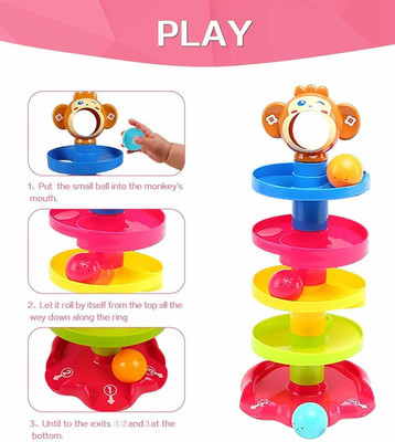 baby tone Roll Ball Drop Tower Stack Set for Babies ,Rolling and Swirling Ball Gliding Tower Ramps for Infants (Multicolor)(Multicolor)