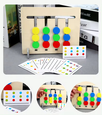 deoxy Double Sided Colors and Fruits Matching Wooden Board Game Kids Educational Toys(Multicolor)