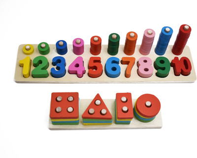 justhandmade Wooden Number Puzzle| 4 Angle Geometric Building Stacker(Multicolor)