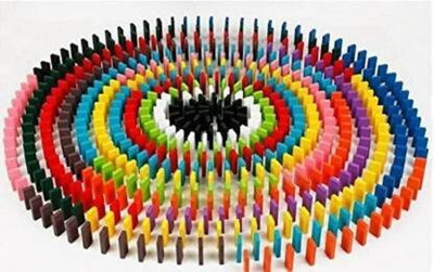WHITE POPCORN Domino Block 100 Pcs(Multicolor)