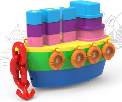 Li'l Wizards 7-in1 Stack, Nest 'N' Link Pull-Along Ship Station(Multicolor)