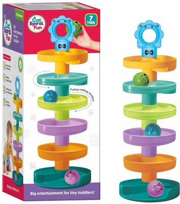 zokato Cat Spiral Fun - A Roll Ball Toy with 7 Layer Ball Drop Tower Run .(Multicolor)