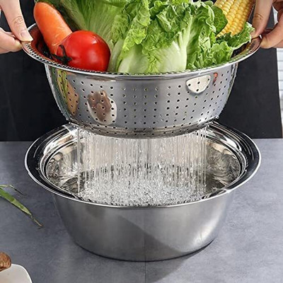 DZOVAG 3 in 1 Vegetable Strainer Collapsible Strainer(Steel Pack of 1)