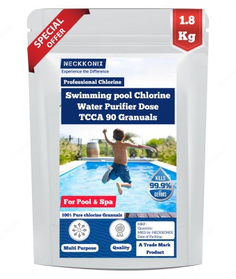 Neckkonix Swimming Pool Chlorine 1.8 KG for Water Purifier Dose -TCCA 90 granules Stain Remover