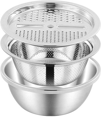 DZOVAG 3 in 1 Steel Bowl Collapsible Strainer(Silver Pack of 1)