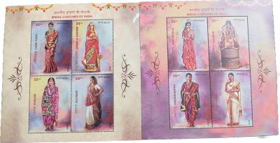 ANTIQUEWAY Rare Miniature Sheet 8 Different States Bridal Costumes of India Stamp Collection Starter Kit(8 Stamps)