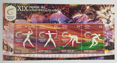 VJS India 2010 - XIX Commonwealth Games Miniature Sheet 4 Mint Stamps Stamps(4 Stamps)
