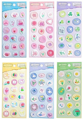 Samvardhan 108Pcs 6 Set Decorative Wax Seal Stickers for Weddin Envelope Seal Sticker Stamp Page Sheet(108 Stamps)