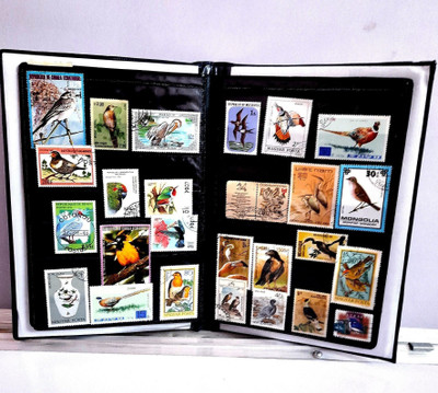 GOLD MINT Stamp album stock book with 100 Different Rare Birds stamps hobby set Stamp Album(100 Stamps)