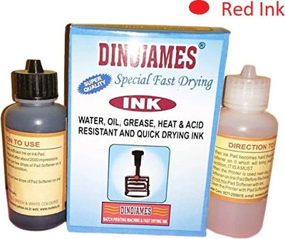 dinojames Red Fast Drying Ink & Softner 100ml combo Stamp Pad Ink(100 ml)