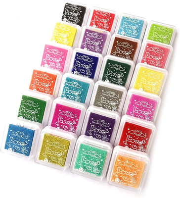 KRAFTMASTERS 24 Ink pad Stamp Coloured Printing Art Craft, Scrap-Booking Craft Stamp(Set Of 24, Multicolor)