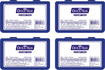 Soni Officemate Stamp Pad Small Size for Stamping | Finger and Thumb Print Ink Pad | Stamp Pad(Set Of 4, Blue)
