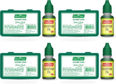 Soni Officemate 4 Stamp Pad + 4 Stamp Pad Ink Combo for Stamp,Handprint Stamping,Finger Painting(Set Of 4, Green)