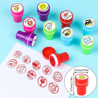 CPM Motivational & Smiley Rubber Stamp for School, Prizes, Crafts, Tuition(Set Of 20, Multicolor)