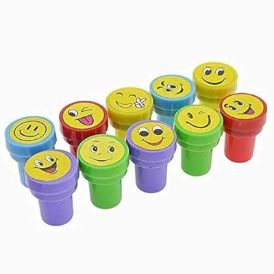 World Collection Mart Emoji Stamp with Smile Design Face Stamps Toys for Kids 10pcs(Set Of 10, Multicolor)