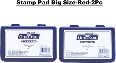 Soni Officemate Stamp Pad Big Size for Stamping | Finger and Thumb Print Ink Pad | Red Ink Pad(Set Of 2, Red)