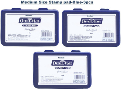 Soni Officemate Stamp Pad Medium Size for Stamping | Finger and Thumb Print Ink Pad | Stamp Pad(Set Of 3, Blue)