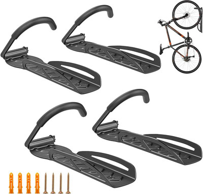 NSV Combo Of 4 Adjustable Cycle Wall Mounted Hook Stand For Cycle Cycling Stand(Aluminium, Black)