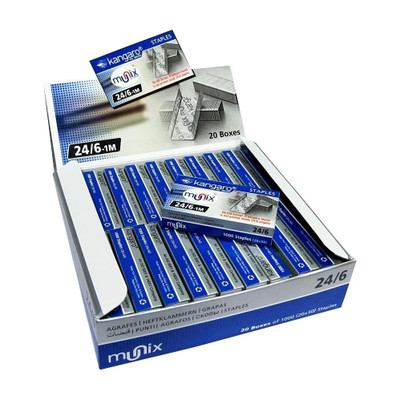 Kangaro Regular Desk Essentials 24/6-1 M Heavy Duty Steel Wire Stapler Pins(Set of 20, Metallic)