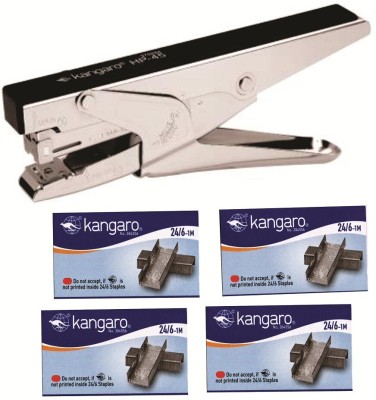 Kangaro Desk Essentials HP-45 All Metal With Combo 24/6-26/6 Pin Staple Standard Staplers(Set of 5, Silver)