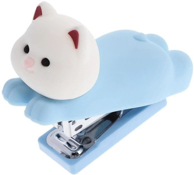 little Things Cute Manual Stapler - Blue Cat (Kitty) Standard NA Stapler(Set of 0, Blue, White)