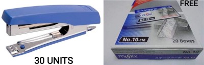R K SALES Plastic Coated No. 10 1 M HD 10D Stapler + Staples Combo(Set of 30, Blue)