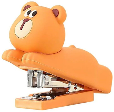 Little Things Manual standard NA Orange Bear Mini Stapler – Cute Silicone Bear Stapler(Set of 0, Orange)