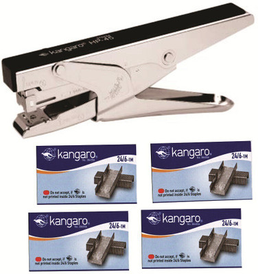 Kangaro Desk Essentials Combo of HP-45 All Metal With 24/6-26/6 Pin Staple (Color May Vary) Standard Staplers(Set of 5, Silver)