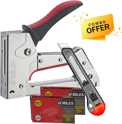 Miles TS-623 Gun Tracker with Snap Off Cutter Knife PN1801 & 23/8 H Pins Combo Cordless  Stapler