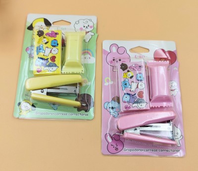 Paper Bear Combo Pink and yellow BT21 Stapler Theme Stapler Set Art & Craft Kit PC of 2 NA  Stapler