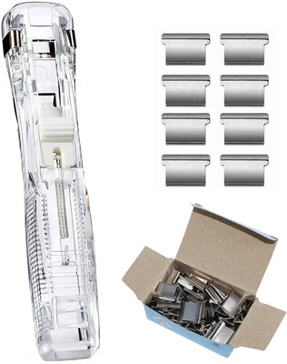 Augen Push Stapler Office/School Supplies Paper Staplers+50 Pcs Reusable Clips Clear NA  Stapler