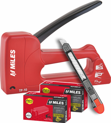 Miles Plastic Body Tp 10 Stapler | 23/8 Staple Pins 2 boxes | 1 PN902 snap off cutter Cordless  Stapler