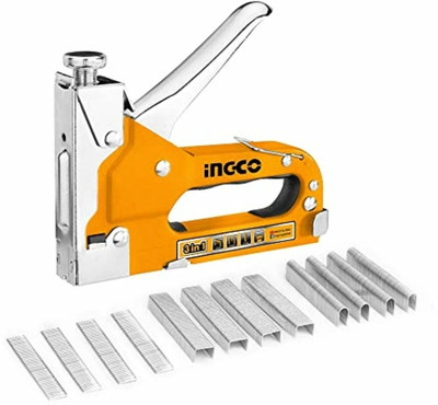 INGCO 3 in 1 Staple Gun with 600 Staple Manual Staple Gun Stapler for Wood, Upholstery Cordless  Stapler