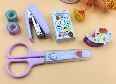 Paper Bear Purple BTS Theme Stationery Set Stapler Set Art & Craft Kit NA  Stapler