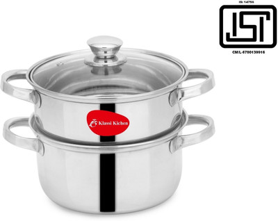 Klassi Kichen Klassi Kichen 2 Tier Steamer Set with Lid|Pasta Steamer|Vegetable|Momo Stainless Steel Steamer(4.5 L)