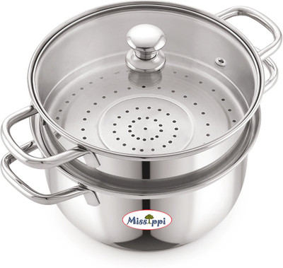 MISSIPPI Multipurpose Induction Base 2 Tiers Pasta Steamer|Vegetable|Momo Stainless Steel Steamer(4.5 L)