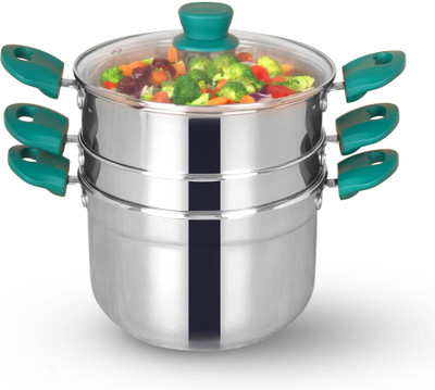 The Indus Valley Stainless Steel Sandwich Bottom Multicooker -Steamer & Rice Steamer- 21 cm Stainless Steel Steamer(4.3 L)