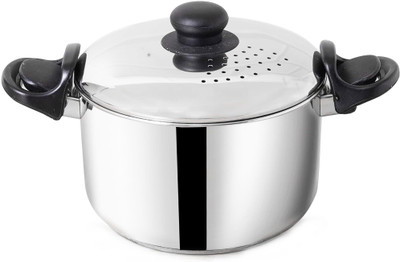 The Indus Valley Stainless Steel Strainer with Strong Lid for Noodles, Pasta, Veggies, and Rice Stainless Steel Steamer(3.5 L)