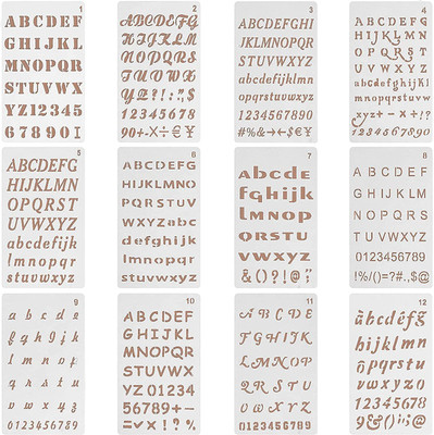 DEQUERA 12 Pcs 4 x 7 Inches Letter Stencils Number Alphabet Template for Painting on Woo d Journal Book Wall, Paint Wooden Signs, Thanksgiving, DIY Home Yard Décor Stencil(Pack of 1, Larger Letter Stencil)