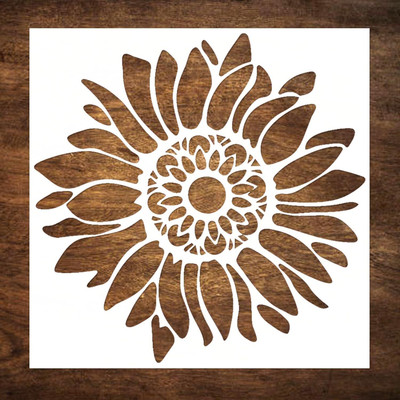 American-Elm Boho Sunflower Stencil for Painting on Wood, Canvas, Fabric, Paper Wood, Canvas, Fabric, Paper & Walls | Reusable Flower Stencil 17.78 cm stencil Stencil(Pack of 1, Leaf)