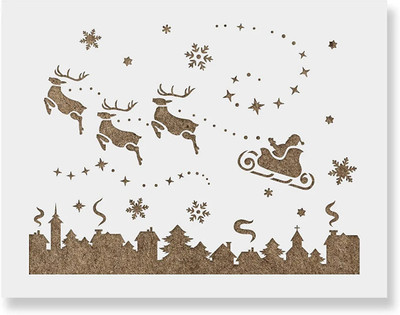 Kachi Pencil Santa Christmas Eve Stencil - Reble & Durable Mylar Christmas Stencil Made in Am erica For Art & Craft Stencil(Pack of 1, Modern, Artistic, Art & Craft)
