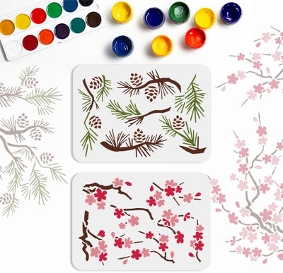 Devasya Crafts 2pcs Cherry Blossom Stencil Pine Cone Stencil Template 11.7 x 8.3 inches Reusable Stencil for Painting Sakura Pinecone Designs Walls and Floors Home Decor Stencil(Pack of 1, Art Stencils) Devasya Crafts 2pcs Cherry Blossom Stencil Pine Cone Stencil Template 11.7 x 8.3 inches Reusable Stencil for Painting Sakura Pinecone Designs Walls and Floors Home Decor Stencil(Pack of 1, Art Stencils)