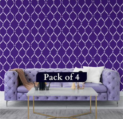 StenCart Modern Wall Design Stencils for Wall Painting Pack of 4 Ribbon Lattice Stencil for Home Wall Decoration (16x24 inch)–Suitable for Room Decor,Ceiling and Floors Stencil(Pack of 4, Ribbon Lattice)
