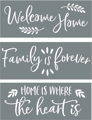 Kachi Pencil Sign Stencils for Painting on Wood - Welcome Home + Family is Forever + Home is Where The Heart is - Create Beautiful DIY Signs with Word Stencils - Set of 3 Re ble Stencils for DIY Signs Stencil(Pack of 3, Modern, Artistic, Art & Craft) Kachi Pencil Sign Stencils for Painting on Wood - Welcome Home + Family is Forever + Home is Where The Heart is - Create Beautiful DIY Signs with Word Stencils - Set of 3 Re ble Stencils for DIY Signs Stencil(Pack of 3, Modern, Artistic, Art & Craft)