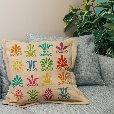 IVANA'S Greek Decoration Painting Stencil 11.8x11.8 inch Reusable Flowers Pattern FIN-1464 Modern Art & Craft Stencil(Pack of 1, Floral, Abstract, Unique, Border Stencil)