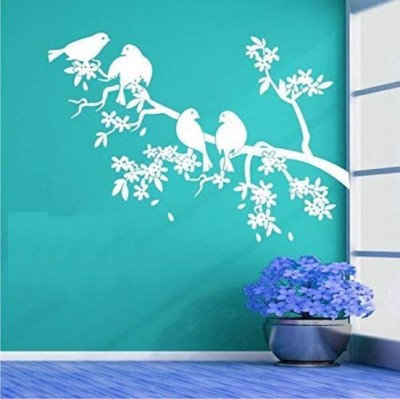 HouseOfCommon Large Size Bird on Tree Branch Wall Design Stencils For Wall Painting And Home KHSNT524 (PVC 48 x 32 inch) Wall Stencil(Pack of 1, Beautiful Design)