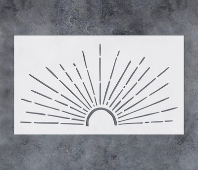 RaniPari Rising Sun Stencil |Sunrise Stencil for Walls | Sunburst Stencils for Painting | Rising Sun Stencil Boho Sunburst Wall Stencils size-16'' x 24'' wall Stencil(Pack of 1, Sun Stencil)