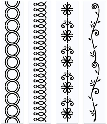 RaniPari 4 Pieces Line Quilting Stencil Kit Sewing Stencils Flower Reusable Mylar Template Stencils for Sewing on Fabric Quilt Clothes 4 Pieces Line Quilting Stencil Stencil(Pack of 1, wall stencils)