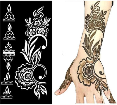 AISHBEAUTY Mehndi Stencil Temporary Tattoo 019 For Mehndi Stencil Stencil(Pack of 1, hand)